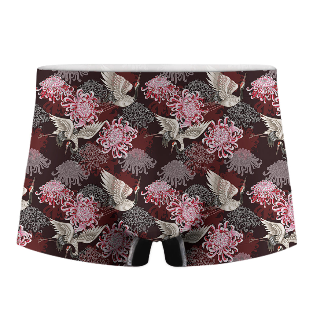 Japanese Cranes And Chrysanthemums Print Men's Boxer Briefs