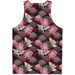 Japanese Cranes And Chrysanthemums Print Men's Tank Top