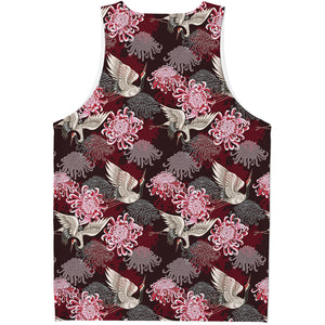 Japanese Cranes And Chrysanthemums Print Men's Tank Top