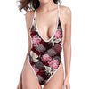 Japanese Cranes And Chrysanthemums Print One Piece High Cut Swimsuit