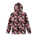 Japanese Cranes And Chrysanthemums Print Pullover Hoodie