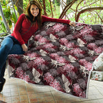 Japanese Cranes And Chrysanthemums Print Quilt