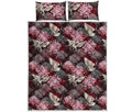 Japanese Cranes And Chrysanthemums Print Quilt Bed Set