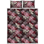 Japanese Cranes And Chrysanthemums Print Quilt Bed Set