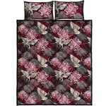 Japanese Cranes And Chrysanthemums Print Quilt Bed Set
