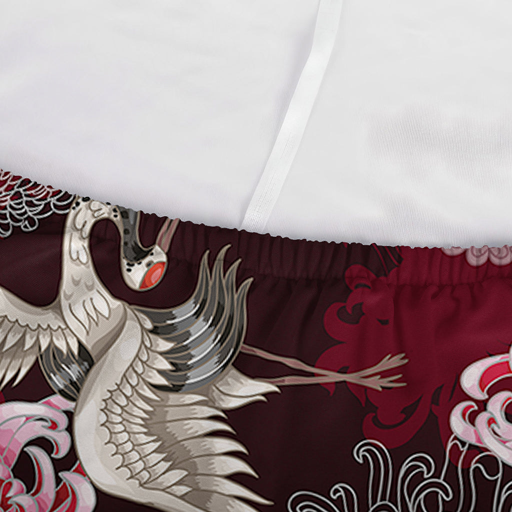 Japanese Cranes And Chrysanthemums Print Sofa Cover