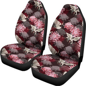 Japanese Cranes And Chrysanthemums Print Universal Fit Car Seat Covers