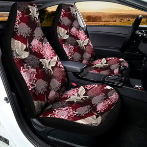 Japanese Cranes And Chrysanthemums Print Universal Fit Car Seat Covers