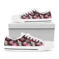 Japanese Cranes And Chrysanthemums Print White Low Top Sneakers