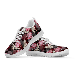 Japanese Cranes And Chrysanthemums Print White Sneakers