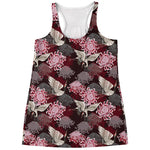 Japanese Cranes And Chrysanthemums Print Women's Racerback Tank Top