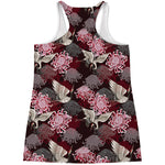 Japanese Cranes And Chrysanthemums Print Women's Racerback Tank Top