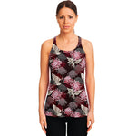 Japanese Cranes And Chrysanthemums Print Women's Racerback Tank Top