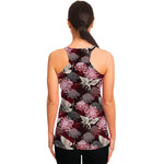 Japanese Cranes And Chrysanthemums Print Women's Racerback Tank Top