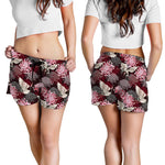 Japanese Cranes And Chrysanthemums Print Women's Shorts