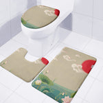 Japanese Cranes At Sunset Print 3 Piece Bath Mat Set