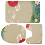 Japanese Cranes At Sunset Print 3 Piece Bath Mat Set