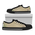 Japanese Cranes At Sunset Print Black Low Top Shoes 