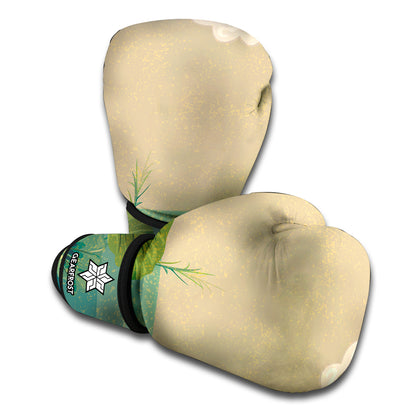 Japanese Cranes At Sunset Print Boxing Gloves