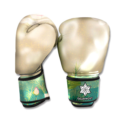 Japanese Cranes At Sunset Print Boxing Gloves