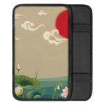 Japanese Cranes At Sunset Print Car Center Console Cover