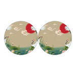 Japanese Cranes At Sunset Print Car Coasters