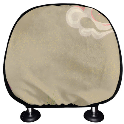 Japanese Cranes At Sunset Print Car Headrest Covers