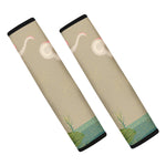 Japanese Cranes At Sunset Print Car Seat Belt Covers