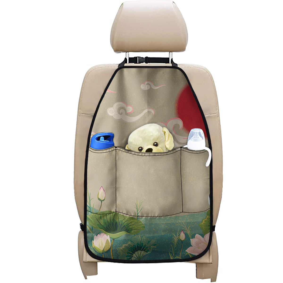 Japanese Cranes At Sunset Print Car Seat Organizers
