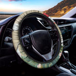 Japanese Cranes At Sunset Print Car Steering Wheel Cover