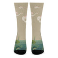 Japanese Cranes At Sunset Print Crew Socks