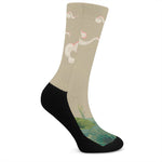 Japanese Cranes At Sunset Print Crew Socks