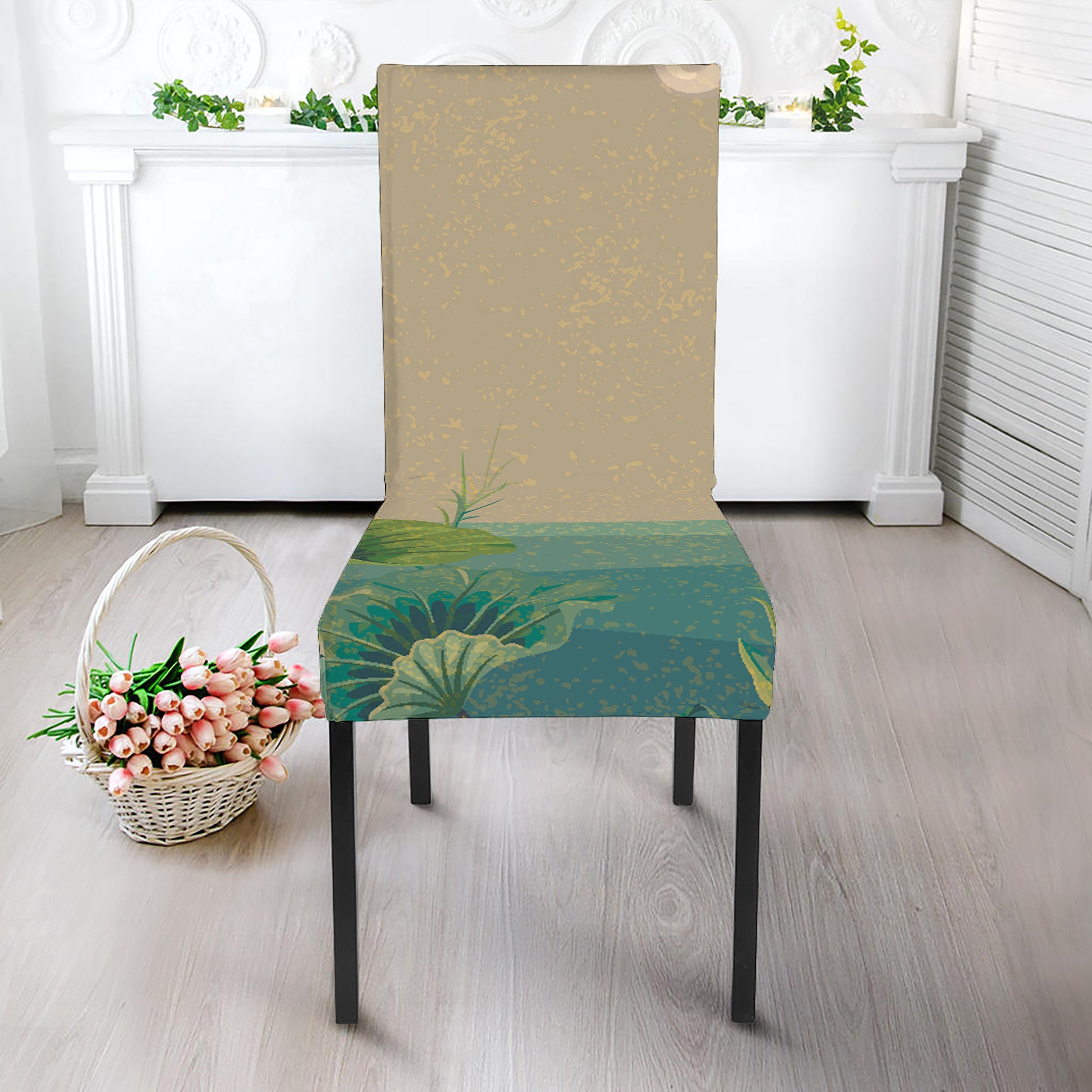 Japanese Cranes At Sunset Print Dining Chair Slipcover