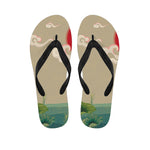 Japanese Cranes At Sunset Print Flip Flops