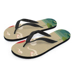 Japanese Cranes At Sunset Print Flip Flops