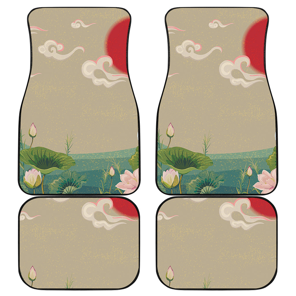 Japanese Cranes At Sunset Print Front and Back Car Floor Mats