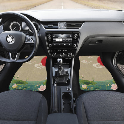 Japanese Cranes At Sunset Print Front and Back Car Floor Mats