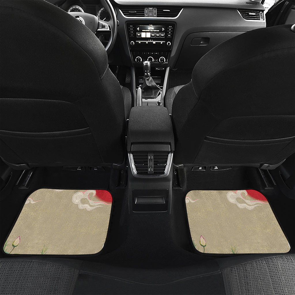Japanese Cranes At Sunset Print Front and Back Car Floor Mats