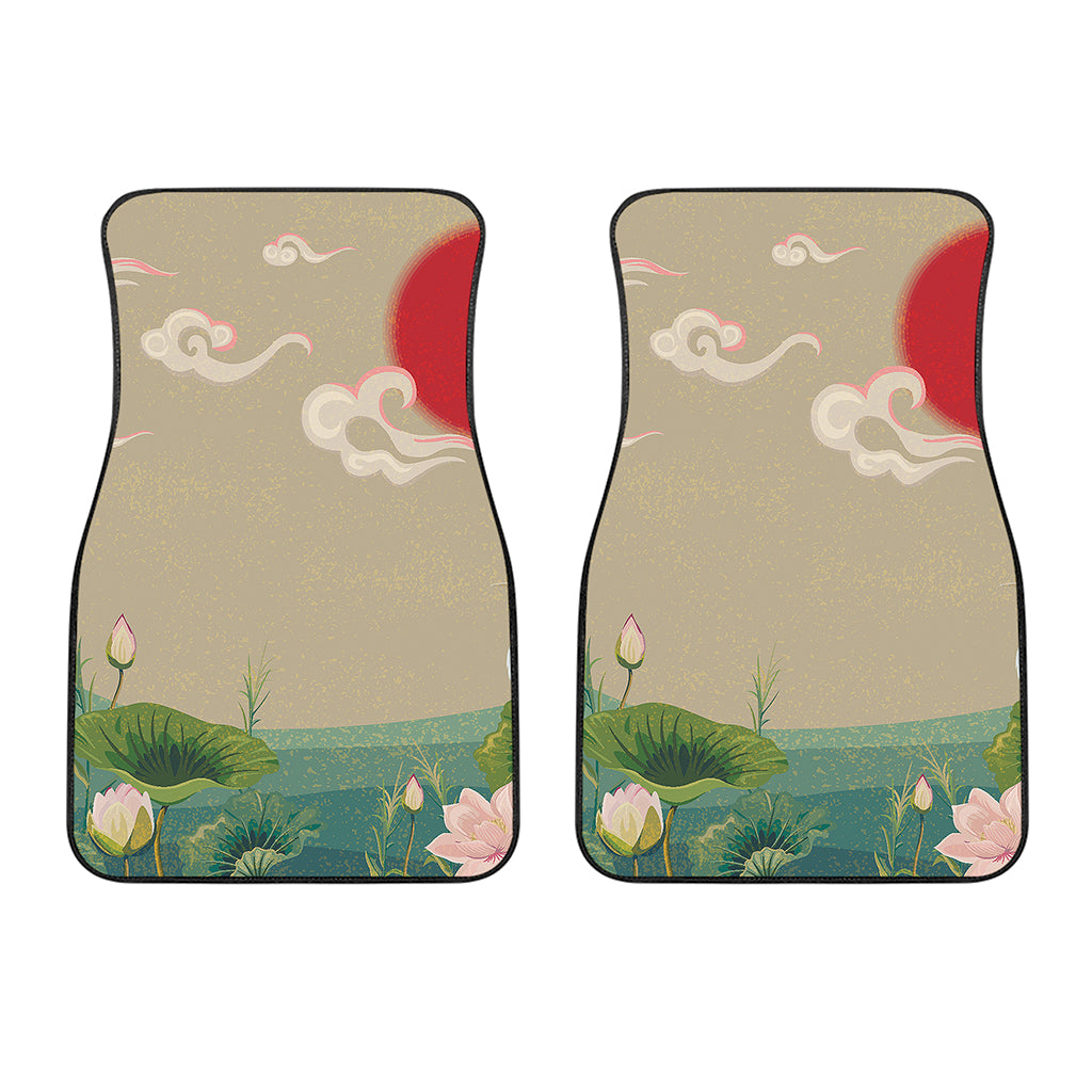 Japanese Cranes At Sunset Print Front Car Floor Mats