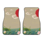 Japanese Cranes At Sunset Print Front Car Floor Mats