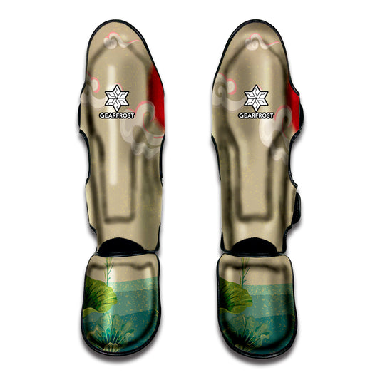 Japanese Cranes At Sunset Print Muay Thai Shin Guard