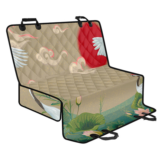 Japanese Cranes At Sunset Print Pet Car Back Seat Cover