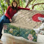 Japanese Cranes At Sunset Print Quilt