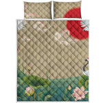 Japanese Cranes At Sunset Print Quilt Bed Set