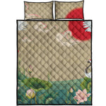 Japanese Cranes At Sunset Print Quilt Bed Set