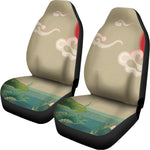 Japanese Cranes At Sunset Print Universal Fit Car Seat Covers
