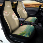 Japanese Cranes At Sunset Print Universal Fit Car Seat Covers