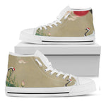 Japanese Cranes At Sunset Print White High Top Shoes