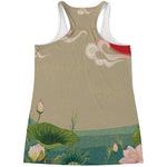 Japanese Cranes At Sunset Print Women's Racerback Tank Top