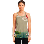 Japanese Cranes At Sunset Print Women's Racerback Tank Top